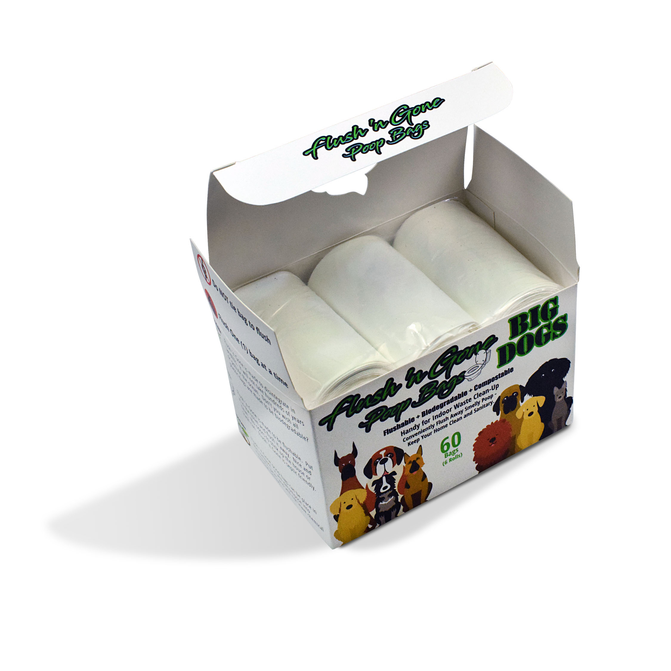 PetBro Flush 'n Gone Poop Bag for BIG DOGS - 6 rolls (60 Bags) - Image 2